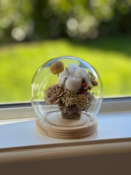 The Floral House, Cotton Flower, crystal ball, preserved flower, dried flower