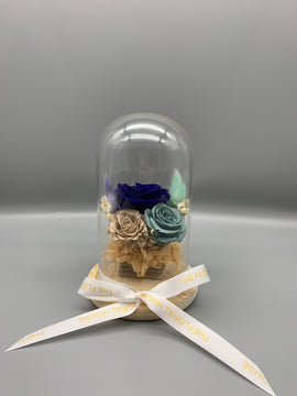 The Floral House, glass dome, blue rose, preserved flowers, dried flowers, roses