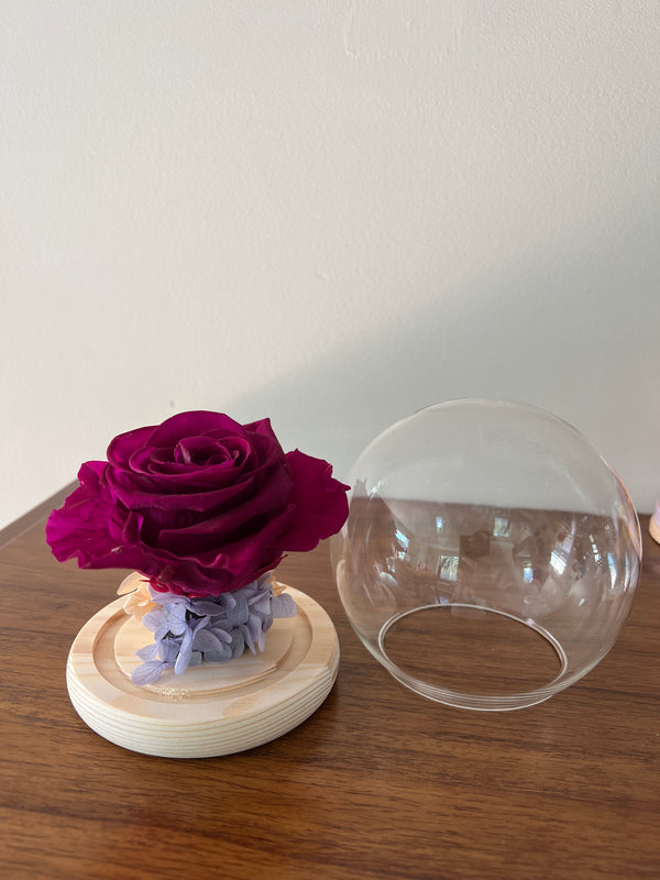 The Floral House, Preserved Flowers, Everlasting Flowers, Dried Flowers, Preserved Rose, Crystal Ball, purple Rose
